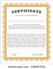 Orange Certificate or diploma template. Easy to print. Artistry design. Customizable, Easy to edit and change colors. 