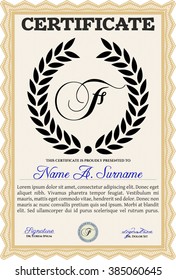 Certificado naranja o plantilla de diploma. Buen diseño. Con fondo. Borde, marco. 