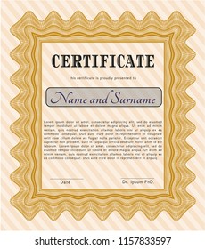 Orange Certificate or diploma template. With great quality guilloche pattern. Sophisticated design. Customizable, Easy to edit and change colors. 