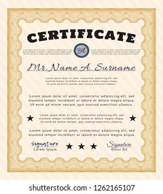 Orange Certificate or diploma template. Lovely design. Customizable, Easy to edit and change colors. With background. 