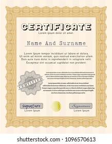  Orange Certificate or diploma template. Money design. Vector illustration. Printer friendly. 