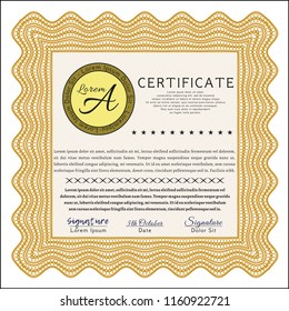 Orange Certificate or diploma template. Perfect design. Complex background. Customizable, Easy to edit and change colors. 