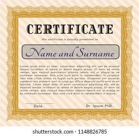 Orange Certificate or diploma template. Printer friendly. Customizable, Easy to edit and change colors. Good design. 
