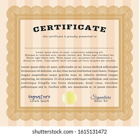 Orange Certificate or diploma template. Printer friendly. Customizable, Easy to edit and change colors. Cordial design. 