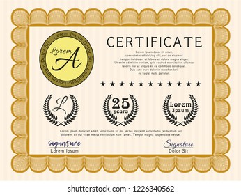 Orange Certificate or diploma template. With quality background. Good design. Customizable, Easy to edit and change colors. 