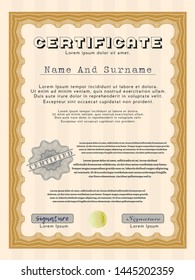 Orange Certificate or diploma template. With quality background. Customizable, Easy to edit and change colors. Good design. 