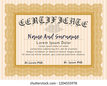 Orange Certificate. Easy to print. Retro design. Customizable, Easy to edit and change colors. 