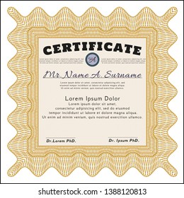 Orange Certificate. Excellent design. Customizable, Easy to edit and change colors. Complex background. 