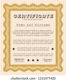 Orange Certificate. Good design. Customizable, Easy to edit and change colors. Complex background. 