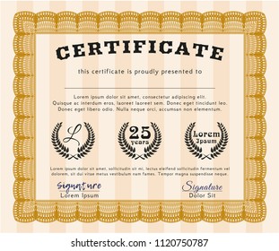 Orange Certificate. Modern design. With background. Customizable, Easy to edit and change colors. 