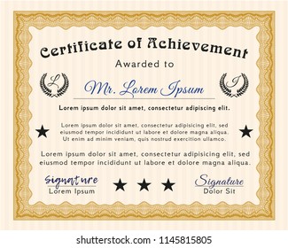 Orange Certificate. Modern design. Customizable, Easy to edit and change colors. With great quality guilloche pattern. 