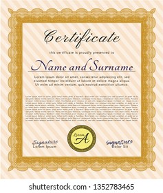 Orange Certificate. Modern design. Detailed. With background. 