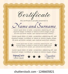 Orange Certificate. Perfect design. Customizable, Easy to edit and change colors. With great quality guilloche pattern. 