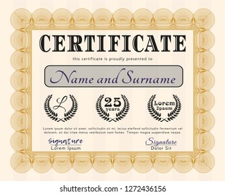 Orange Certificate. Printer friendly. Customizable, Easy to edit and change colors. Elegant design. 