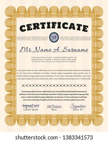 Orange Certificate. Superior design. Printer friendly. Detailed. 