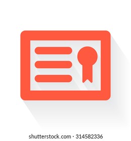 Orange Certificate symbol with drop shadow on white background
