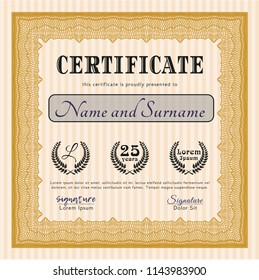 Orange Certificate template. Beauty design. With complex background. Customizable, Easy to edit and change colors. 