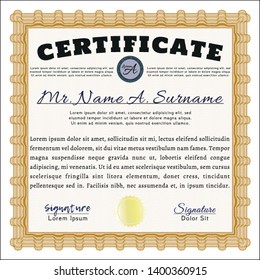 Orange Certificate template. Beauty design. Detailed. With quality background. 