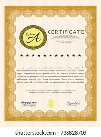 Orange Certificate template. With complex background. Perfect design. Customizable, Easy to edit and change colors. 