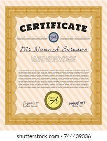 Orange Certificate template. Complex background. Customizable, Easy to edit and change colors. Excellent design. 