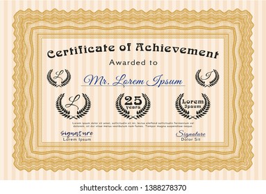 Orange Certificate template. Cordial design. Customizable, Easy to edit and change colors. With quality background. 