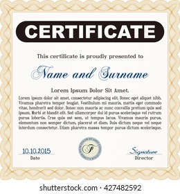 Plantilla de certificado naranja. Diseño cordial. Personalizable, fácil de editar y cambiar los colores. Fácil de imprimir. 
