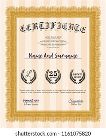 Orange Certificate template. Customizable, Easy to edit and change colors. With quality background. Artistry design. 
