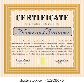 Orange Certificate template. Customizable, Easy to edit and change colors. Complex background. Sophisticated design. 