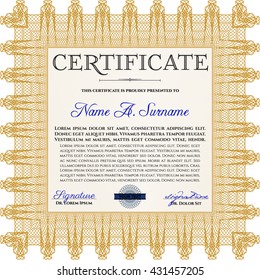 Orange Certificate template. Customizable, Easy to edit and change colors. Easy to print. Nice design. 
