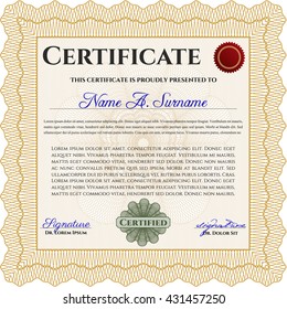 Plantilla de certificado naranja. Personalizable, fácil de editar y cambiar los colores. Fácil de imprimir. Buen diseño. 