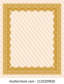 Orange Certificate template. Detailed. With guilloche pattern and background. Lovely design. 