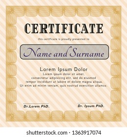 Orange Certificate template or diploma template. Beauty design. Customizable, Easy to edit and change colors. With complex linear background. 