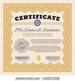 Orange Certificate template or diploma template. Cordial design. Printer friendly. Customizable, Easy to edit and change colors. 