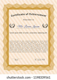 Orange Certificate template or diploma template. Customizable, Easy to edit and change colors. With quality background. Nice design. 