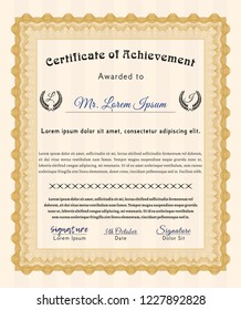 Orange Certificate template or diploma template. Customizable, Easy to edit and change colors. With quality background. Elegant design. 