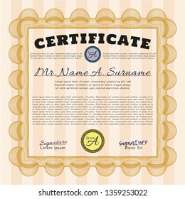 Orange Certificate template or diploma template. Easy to print. Excellent design. Customizable, Easy to edit and change colors. 