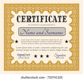 Orange Certificate template or diploma template. Elegant design. Customizable, Easy to edit and change colors. With linear background. 