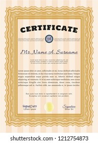 Orange Certificate template or diploma template. Good design. Customizable, Easy to edit and change colors. With great quality guilloche pattern. 