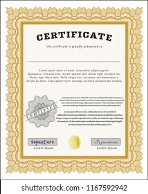 Orange Certificate template or diploma template. Nice design. With background. Customizable, Easy to edit and change colors. 