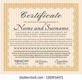 Orange Certificate template or diploma template. Nice design. Customizable, Easy to edit and change colors. Easy to print. 