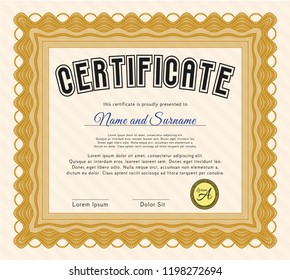Orange Certificate template or diploma template. With quality background. Sophisticated design. Customizable, Easy to edit and change colors. 