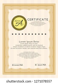 Orange Certificate template or diploma template. Retro design. Customizable, Easy to edit and change colors. Printer friendly. 