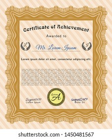 Orange Certificate template or diploma template. Superior design. Customizable, Easy to edit and change colors. With quality background. 