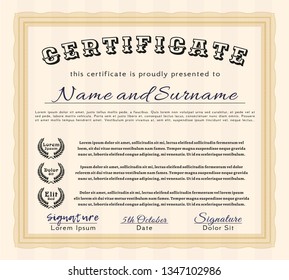 Orange Certificate template. Easy to print. Lovely design. Customizable, Easy to edit and change colors. 