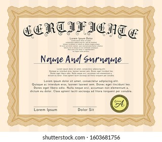 Orange Certificate template. Easy to print. Customizable, Easy to edit and change colors. Beauty design. 