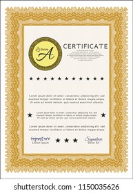 Orange Certificate template. Elegant design. With linear background. Detailed. 