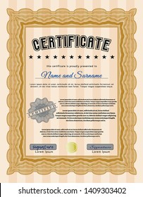 Orange Certificate template. Excellent design. Customizable, Easy to edit and change colors. Easy to print. 