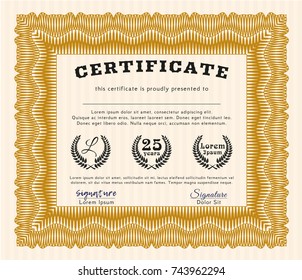 Orange Certificate template. Good design. Customizable, Easy to edit and change colors. With background. 