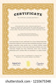 Orange Certificate template. With great quality guilloche pattern. Customizable, Easy to edit and change colors. Elegant design. 