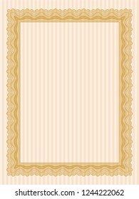 Orange Certificate template. Modern design. Detailed. With guilloche pattern. 